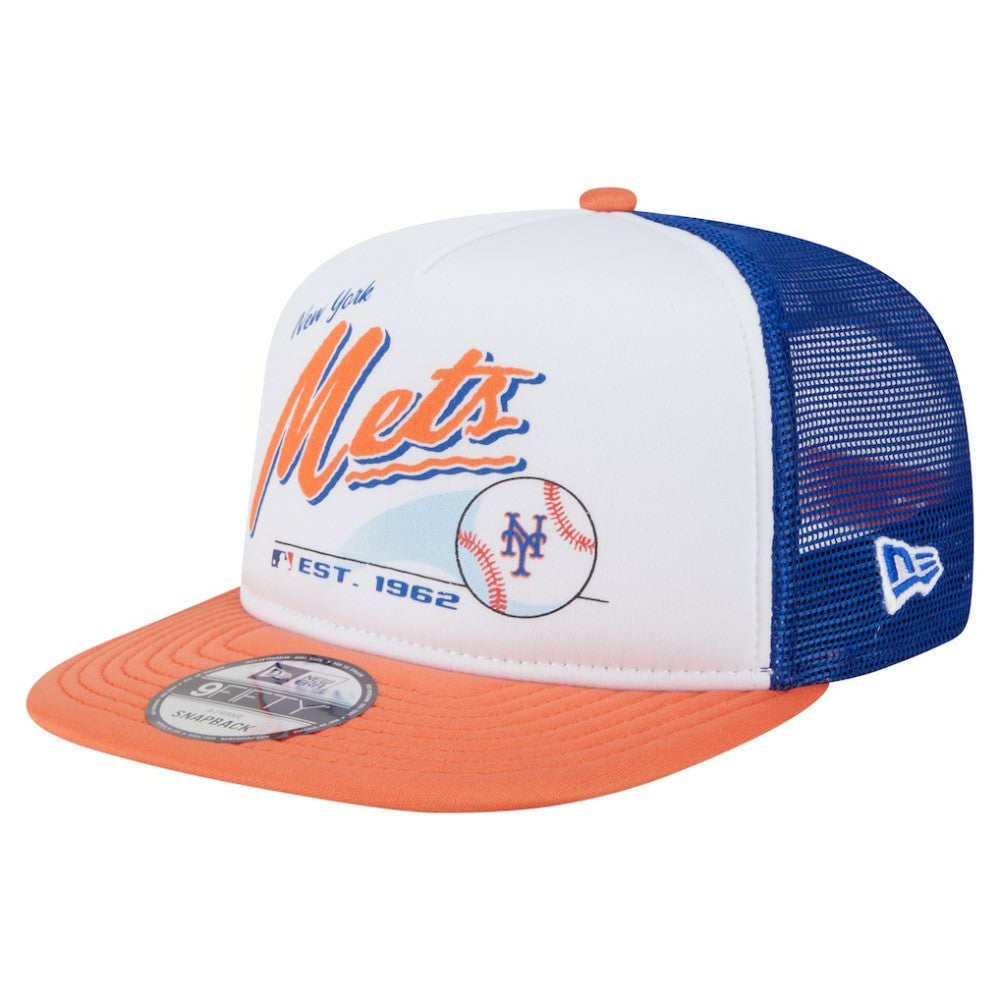 MLB New York Mets New Era Retro Script Trucker 9FIFTY Snapback Hat