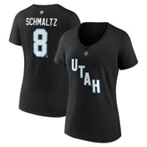 NHL Black Nick Schmaltz Utah Mammoth Fanatics Women's Authentic Stack Name & Number V-Neck T-Shirt