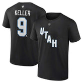 NHL Black Clayton Keller Utah Mammoth Fanatics Authentic Stack Name & Number T-Shirt