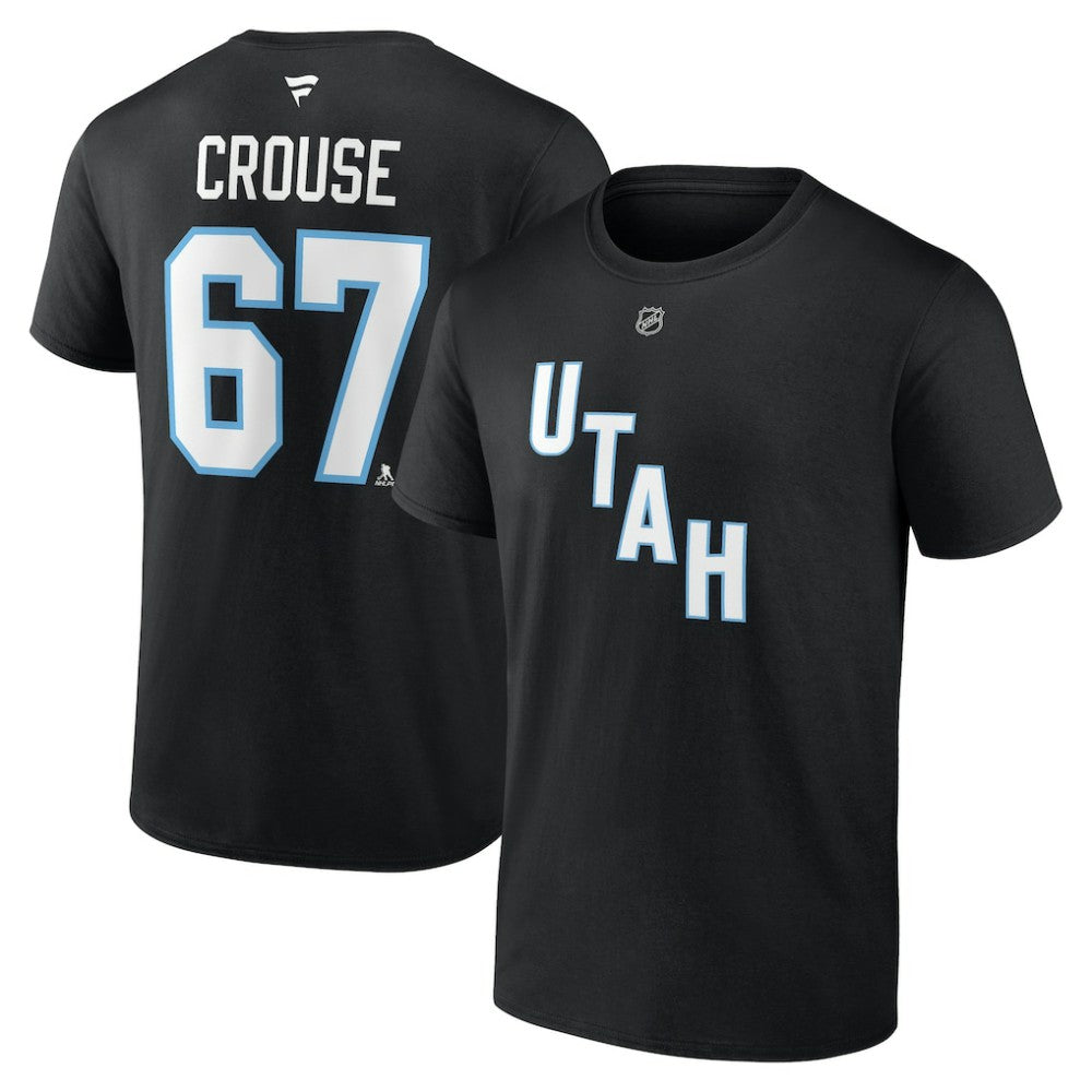 NHL Black Lawson Crouse Utah Mammoth Fanatics Authentic Stack Name & Number T-Shirt