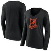 MLB Baltimore Orioles Women's Fastball Long Sleeve V-Neck T-Shirt