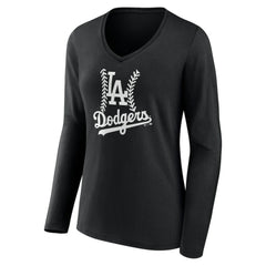 MLB Los Angeles Dodgers Women's Fastball Long Sleeve V-Neck T-Shirt