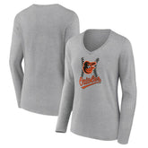 MLB Baltimore Orioles Women's Fastball Long Sleeve V-Neck T-Shirt