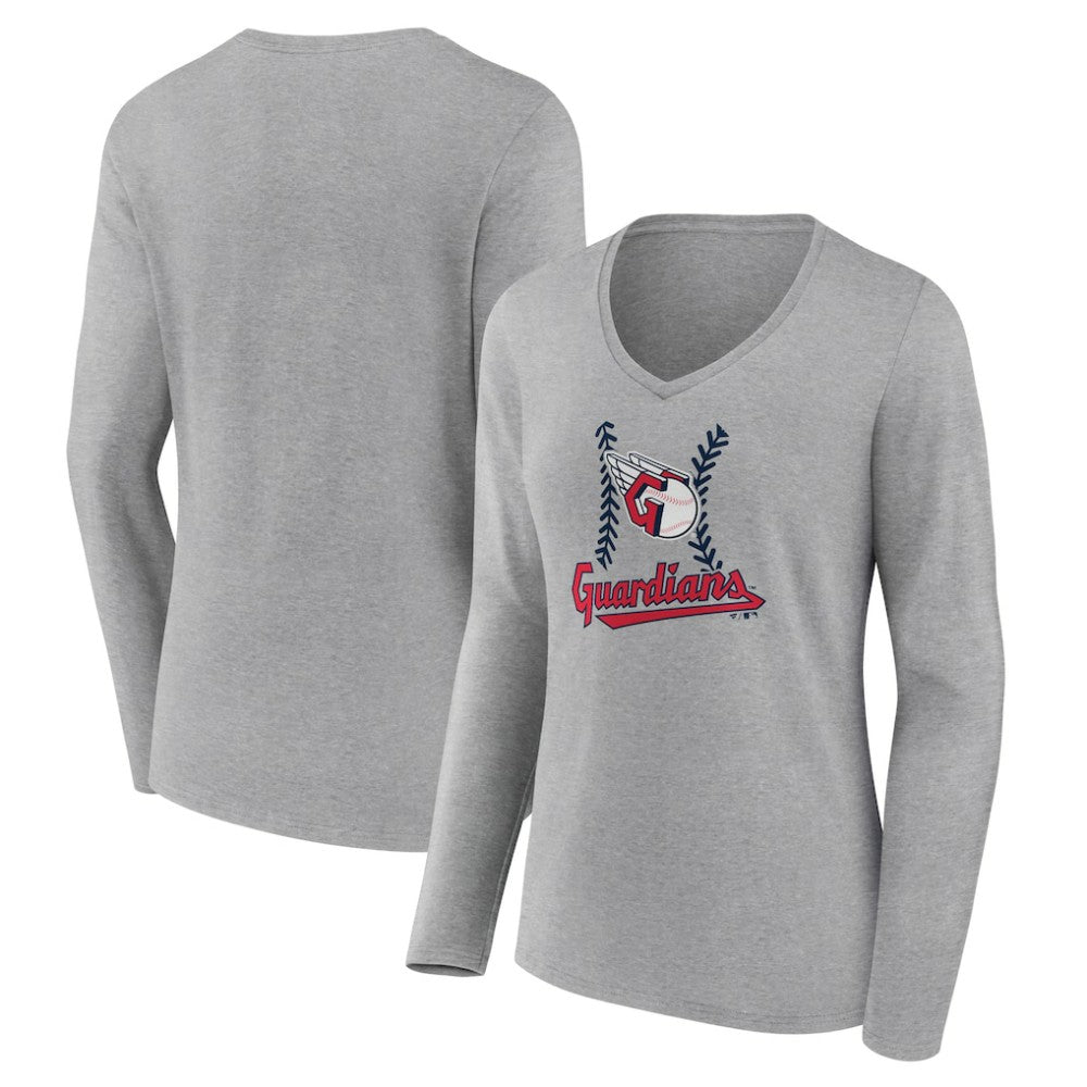 MLB Cleveland Guardians Women's Fastball Long Sleeve V-Neck T-Shirt