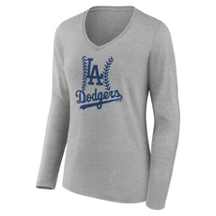 MLB Los Angeles Dodgers Women's Fastball Long Sleeve V-Neck T-Shirt
