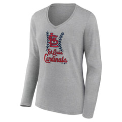 MLB St. Louis Cardinals Women's Fastball Long Sleeve V-Neck T-Shirt