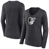 MLB Baltimore Orioles Women's Monochrome Long Sleeve V-Neck T-Shirt