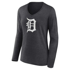 MLB Detroit Tigers Women's Monochrome Long Sleeve V-Neck T-Shirt
