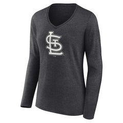 MLB St. Louis Cardinals Women's Monochrome Long Sleeve V-Neck T-Shirt