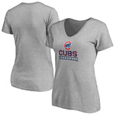 MLB Chicago Cubs Women's Evanston Stencil V-Neck T-Shirt