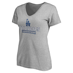 MLB Los Angeles Dodgers Women's Evanston Stencil V-Neck T-Shirt
