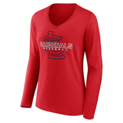 MLB St. Louis Cardinals Women's Stellar Long Sleeve V-Neck T-Shirt