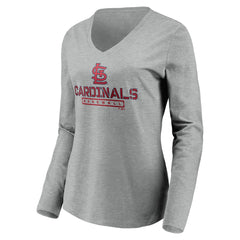 MLB St. Louis Cardinals Women's Evanston Stencil Long Sleeve V-Neck T-Shirt