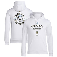 Argentina National Team 2024 Copa America Champions Pullover Hoodie - Adidas White