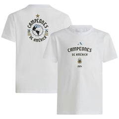 Argentina National Team Youth 2024 Copa America Champions T-Shirt - Adidas White