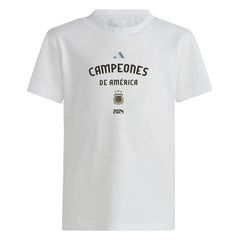 Argentina National Team Youth 2024 Copa America Champions T-Shirt - Adidas White