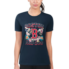 MLB Boston Red Sox G-III 4Her by Carl Banks Women's Super-Slim Fit Lightweight Flowers Graphic T-Shirt