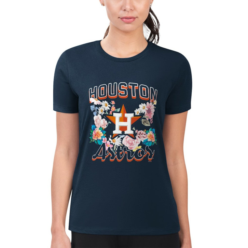 MLB Houston Astros G-III 4Her by Carl Banks Women's Super-Slim Fit Lightweight Flowers Graphic T-Shirt