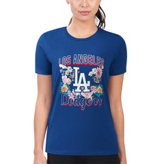 MLB Los Angeles Dodgers G-III 4Her by Carl Banks Women's Super-Slim Fit Lightweight Flowers Graphic T-Shirt
