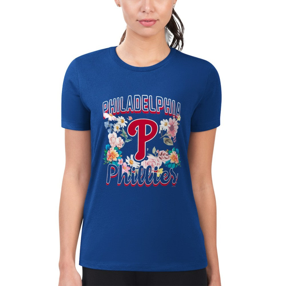MLB Philadelphia Phillies G-III 4Her by Carl Banks Women's Super-Slim Fit Lightweight Flowers Graphic T-Shirt