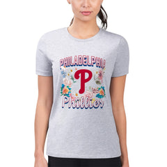 MLB Philadelphia Phillies G-III 4Her by Carl Banks Women's Super-Slim Fit Lightweight Flowers Graphic T-Shirt