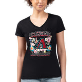 MLB Arizona Diamondbacks G-III 4Her by Carl Banks Women's Super-Slim Fit Lightweight Flowers Graphic V-Neck T-Shirt