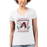 MLB Arizona Diamondbacks G-III 4Her by Carl Banks Women's Super-Slim Fit Lightweight Flowers Graphic V-Neck T-Shirt