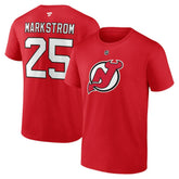 NHL Red Jacob Markstrom New Jersey Devils Fanatics Authentic Stack Name & Number T-Shirt
