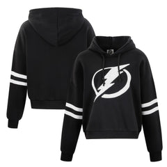 NHL Black Tampa Bay Lightning Cuce Women's Sequin Cropped Pullover Hoodie