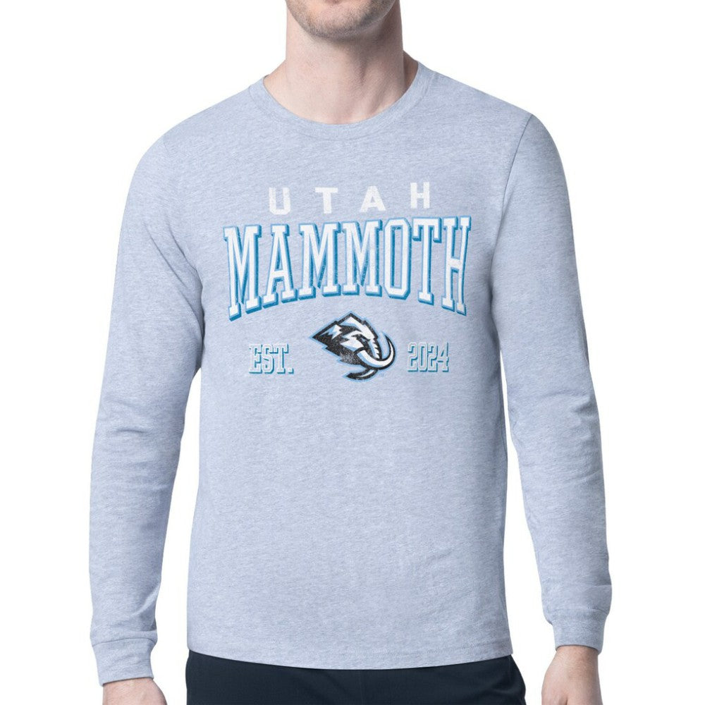 NHL Heather Gray Utah Mammoth Starter Retro Graphic Long Sleeve T-Shirt