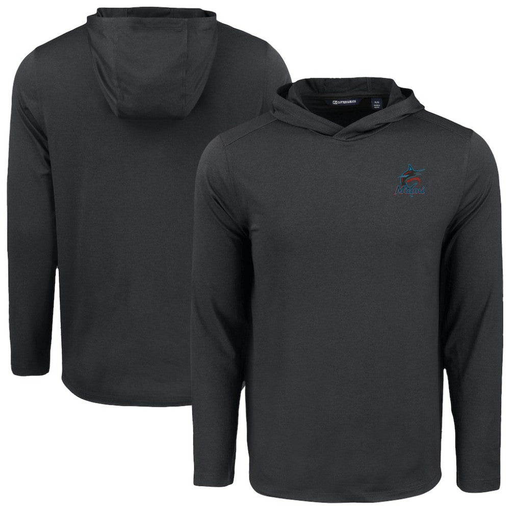MLB Miami Marlins Cutter & Buck Coastline Epic Comfort Recycled Eco Hoodie Long Sleeve T-Shirt