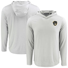 MLB Milwaukee Brewers Cutter & Buck Coastline Epic Comfort Recycled Eco Hoodie Long Sleeve T-Shirt