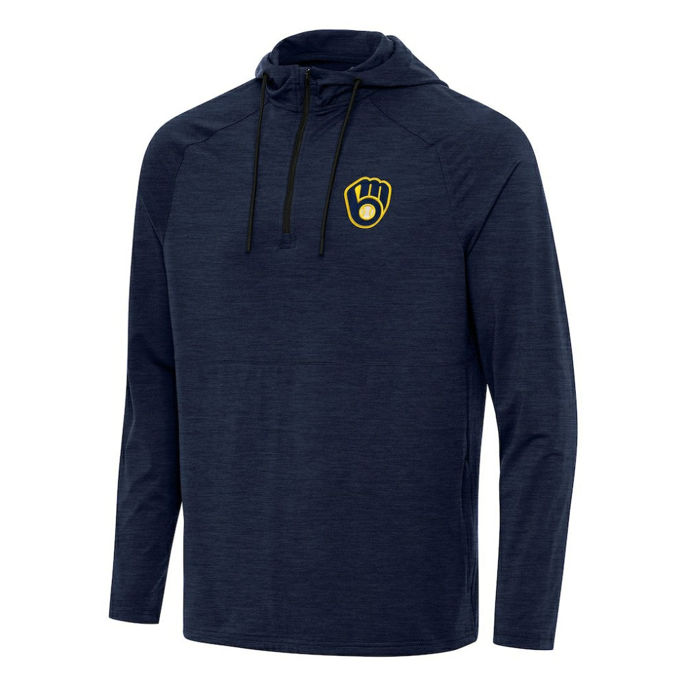 MLB Milwaukee Brewers Antigua Spikes Quarter-Zip Pullover Hoodie