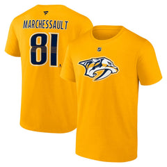 NHL Gold Jonathan Marchessault Nashville Predators Fanatics Authentic Stack Name & Number T-Shirt