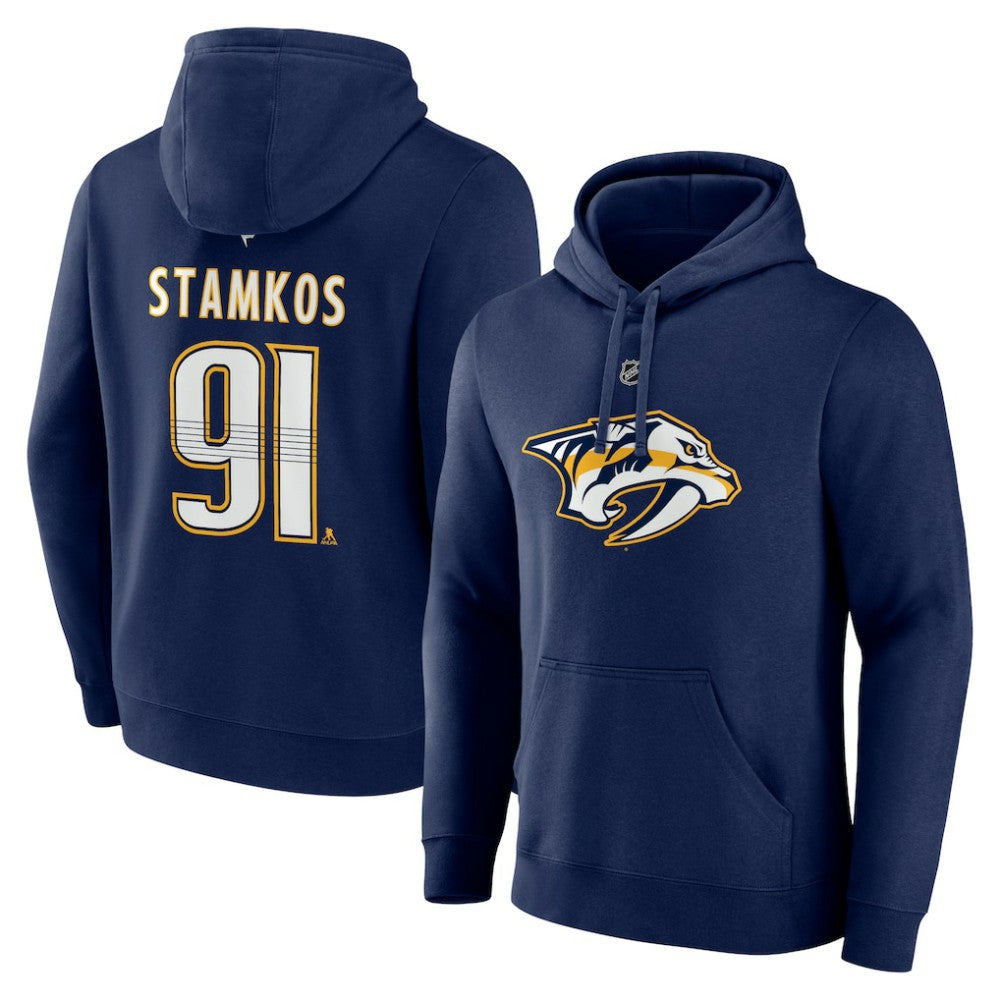 NHL Navy Steven Stamkos Nashville Predators Fanatics Authentic Stack Name & Number Tri-Blend Pullover Hoodie