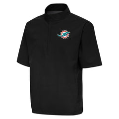 Antigua Brisk Short Sleeve Quarter-Zip Windshirt - Miami Dolphins