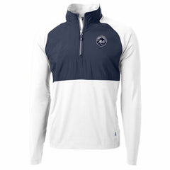 MLB New York Mets Cutter & Buck Adapt Eco Hybrid Raglan DryTec Quarter-Zip Jacket