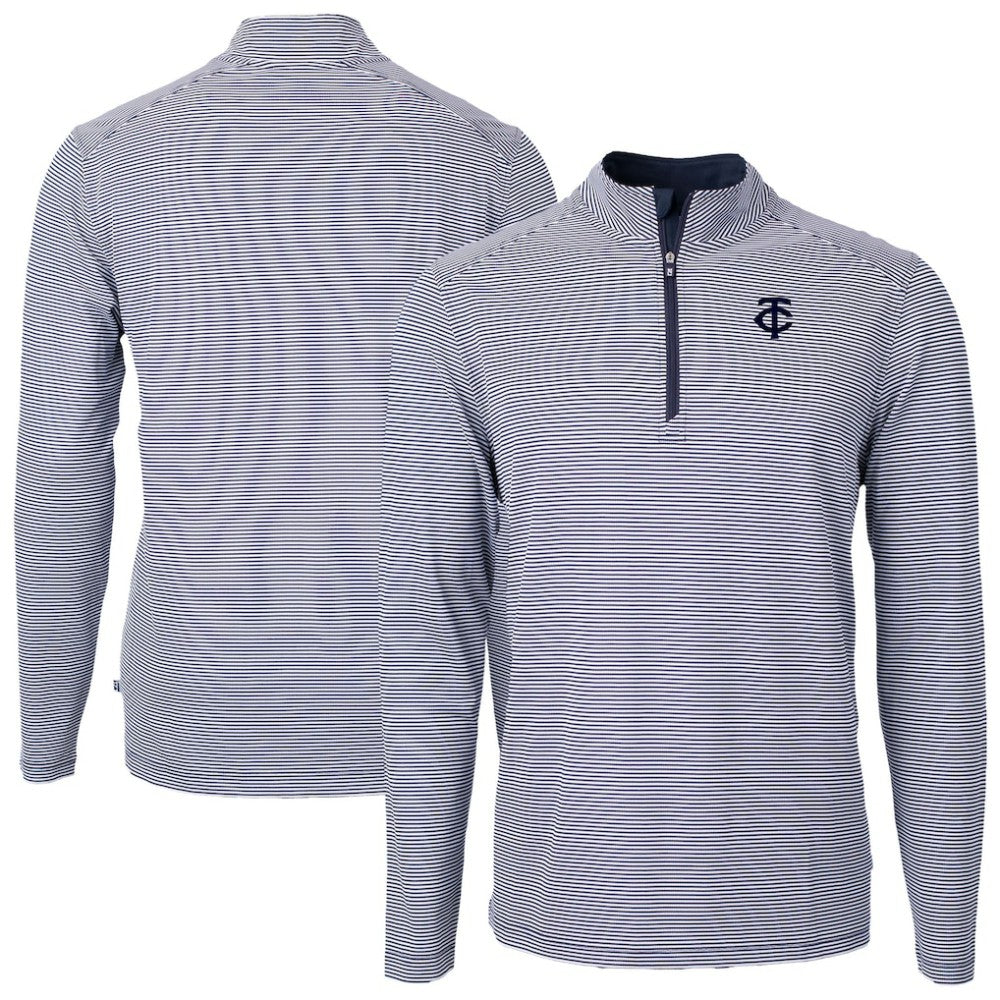 MLB Minnesota Twins Cutter & Buck Virtue Eco Pique Micro Stripe Quarter-Zip Jacket