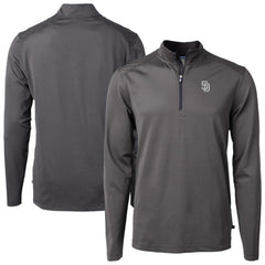 MLB San Diego Padres Cutter & Buck Virtue Eco Pique Micro Stripe Quarter-Zip Jacket