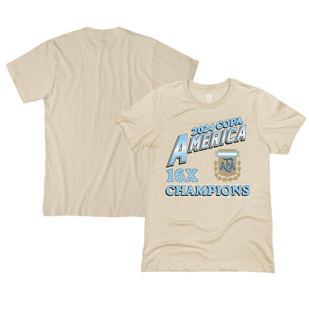 Argentina National Team 1863FC 16-Time Copa America Champions T-Shirt - Cream