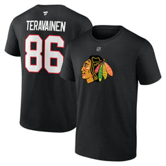 NHL Black Teuvo Teravainen Chicago Blackhawks Fanatics Authentic Stack Name & Number T-Shirt