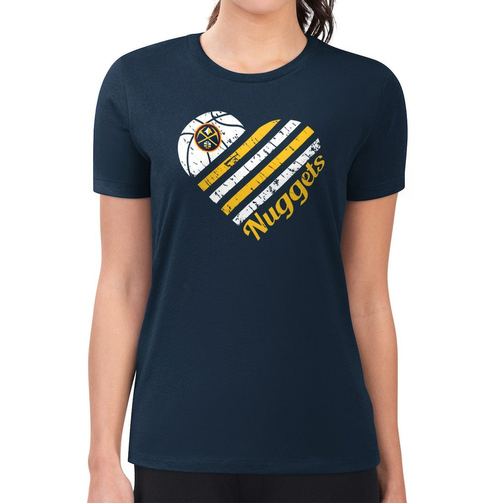 NBA Denver Nuggets G-III 4Her by Carl Banks Women's Super-Slim Fit Lightweight Heart Team T-Shirt sale