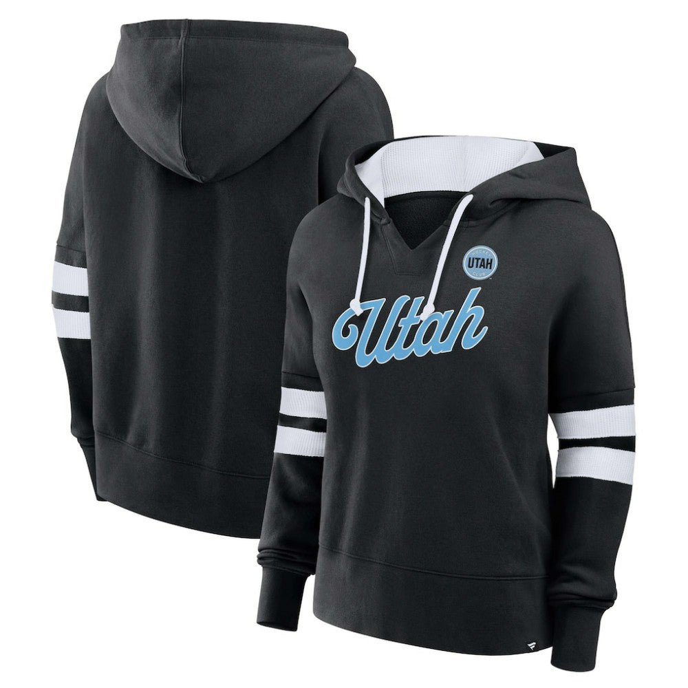 NHL Black Utah Mammoth Fanatics Women's Oversized Seize V-Neck Pullover Hoodie