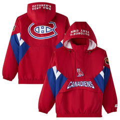 NHL Red Montreal Canadiens OVO x Starter Half-Zip Hooded Jacket