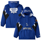 NHL Blue Toronto Maple Leafs OVO x Starter Half-Zip Hooded Jacket
