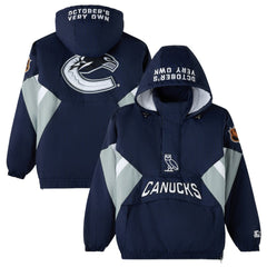 NHL Blue Vancouver Canucks OVO x Starter Half-Zip Hooded Jacket