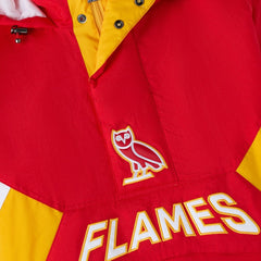 NHL Red Calgary Flames OVO x Starter Half-Zip Hooded Jacket