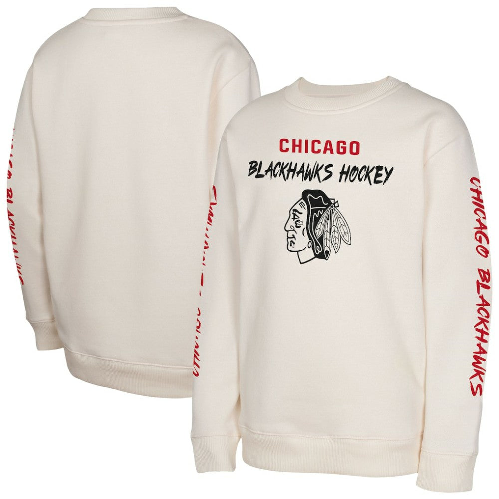 NHL Cream Chicago Blackhawks Youth Star Power Pullover Sweatshirt