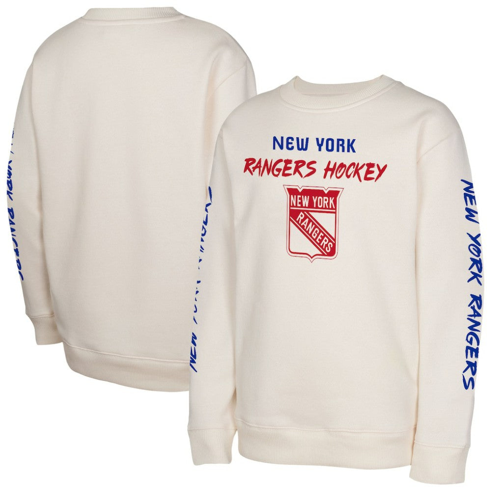 NHL Cream New York Rangers Youth Star Power Pullover Sweatshirt