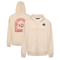 NHL Khaki Ottawa Senators Levelwear Uphill Stained Glass Full-Zip Hoodie Jacket